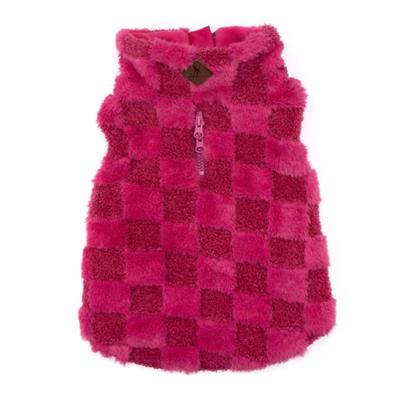 Pink Fur Check 1/2 Zip Pullover