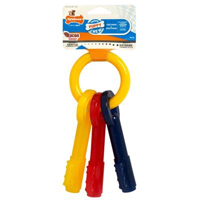 Nylabone Just for Puppies Teething Chew Toy Keys Bacon, XS/Petite  Up To 15 Lbs. 1 ct (Pack of 2)