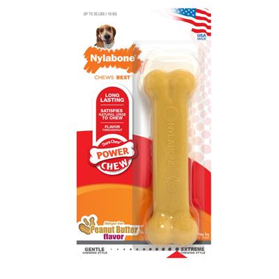 Nylabone Power Chew Dog Toy Peanut Butter, Medium/Wolf  Up To 35 Lbs. 1 ct (Pack of 2)
