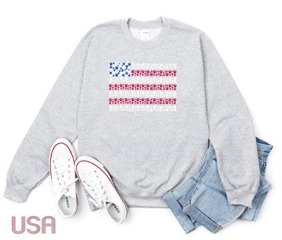 Patriotic Shirt | People Sweatshirt | Printed Crewneck | Patriotic Dog Mom | 4th of July | Memorial Day| Dog Mom Sweatshirt | Dog Lover Gift | Crewneck Sweatshirt | PAWS AMERICAN FLAG