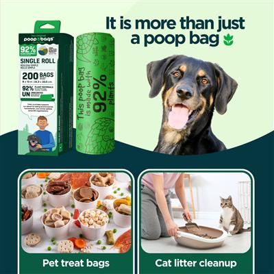 The Original Poop Bags® 92% Plants 200 Dog Waste Poop Bags