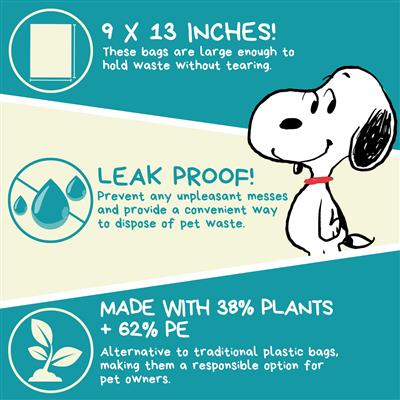 Peanuts® USDA Biobased Unscented Dog Poop Bags, 120 count