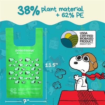 Snoopy® 38% Plant-Based Handle Tie Poop Bags - 120 Count