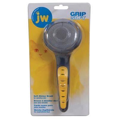 JW Pet GripSoft Cat Slicker Brush Gray/Yellow 1ea/SM