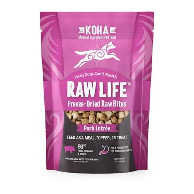 Koha Dog Grain Free Raw Freeze Dried Bites Pork 14oz.