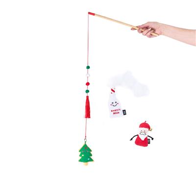 ZippyClaws Holiday ZippyStick Santa with Cookies & Milk Cat Toy