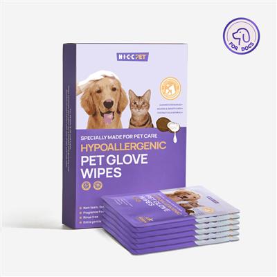 HICC Pet® Hypoallergenic Pet Glove Wipes For Dogs & Cats, 6 pcs - unscented