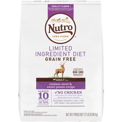 Nutro Products Limited Ingredient Diet Adult Dry Dog Food Venison & Sweet Potato 22lb