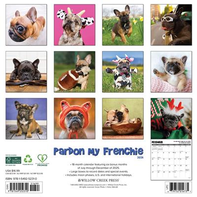 Pardon My Frenchie 2026 Wall Calendar
