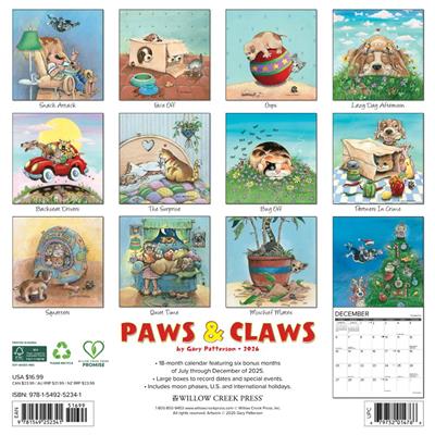 Paws & Claws by Gary Patterson 2026 Wall Calendar