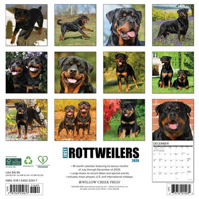 Rottweilers 2026 Wall Calendar