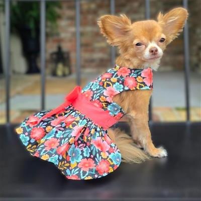 Blooming Blue and Peach Floral Dog Dress