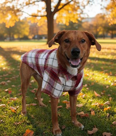 Flannel Dog Shirt - Red and White Plaid
