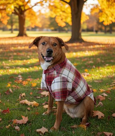 Flannel Dog Shirt - Red and White Plaid