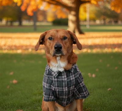 Flannel Dog Shirt - Dark Gray and Pink Plaid