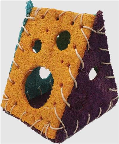 A &E Cages Nibbles Small Animal Loofah Chew Toy Cheese House; 1ea