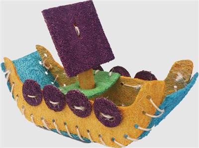 A &E Cages Nibbles Small Animal Loofah Chew Toy Boat; 1ea