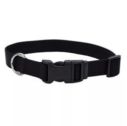 Coastal Adjustable Nylon Dog Collar with Plastic Buckle Black 1ea/3/4 In X 14-20 in