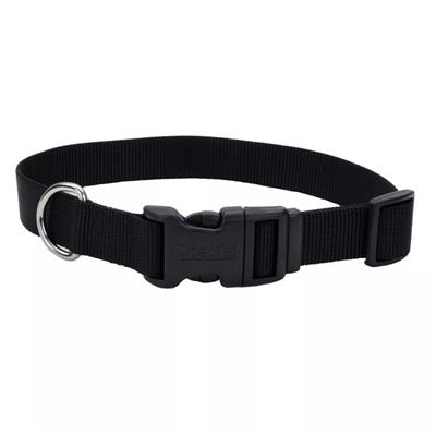 Coastal Adjustable Nylon Dog Collar with Plastic Buckle Black 1ea/3/4 In X 14-20 in