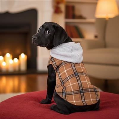 Weekender Dog Sweatshirt Hoodie - Brown & Black Plaid Flannel