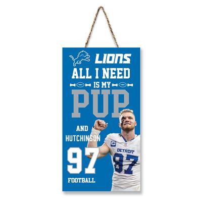 AIDAN HUTCHINSON (DET) "ALL I NEED IS MY PUP AND FOOTBALL" SIGN