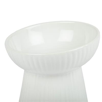 Fluted Tilted Cat Dish - White