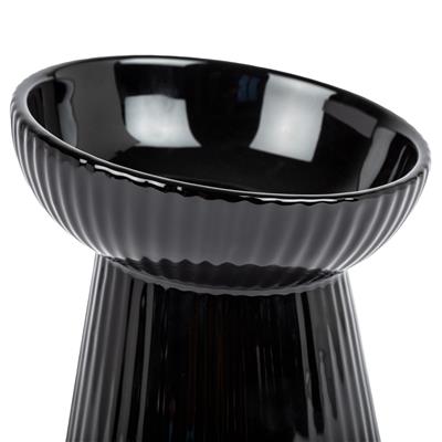 Fluted Tilted Cat Dish - Black
