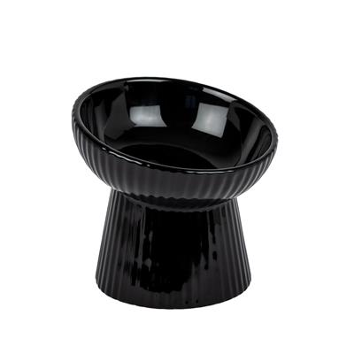 Fluted Tilted Cat Dish - Black