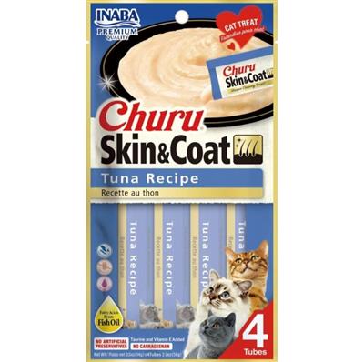Inaba Churu Puree Skin & Coat Cat Treats Tuna .5oz. 4 Pk (Case of 6)