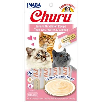 Inaba Churu Puree Cat Treats Tuna/Salmon .5oz. 4 Pk (Case of 6)