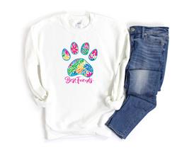 Dog Paw Print  Sweatshirt | Dog Lover Gift | Crewneck Sweatshirt | Holiday Shirt | People Shirt | BEST FRIENDS PAW Crewneck