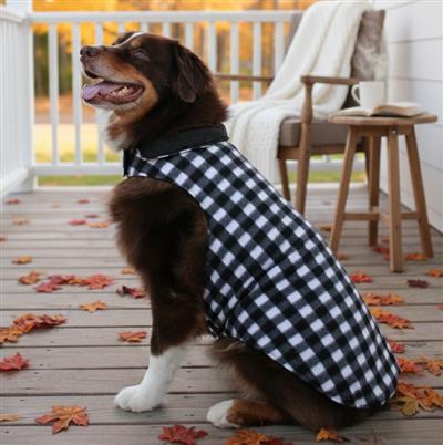 Reversible Fleece Lined Puffer Coat - Black and White Plaid