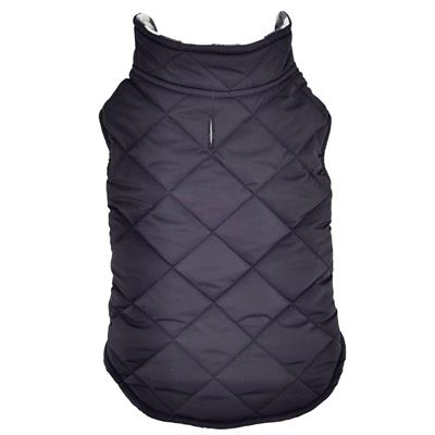 Reversible Fleece Lined Puffer Coat - Black and White Plaid