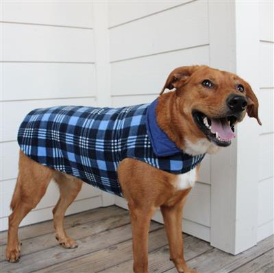 Reversible Fleece Lined Puffer Coat - Blue Plaid