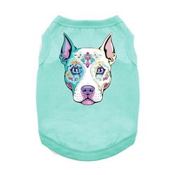 Sugar Skull Dog Dog Shirt - Teal