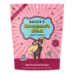 Bocce's Bakery Dog Jerky Sticks Strongman's Steak 4oz.
