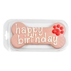 Bosco & Roxy's | Birthday 2025 | Prepackaged Large Pink Happy Birthday Bone | 12/case