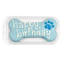 Bosco & Roxy's | Birthday 2025 | Prepackaged Large Blue Happy Birthday Bone | 12/case