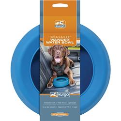 Kurgo Dog Wander Splash Free Water Bowl Blue