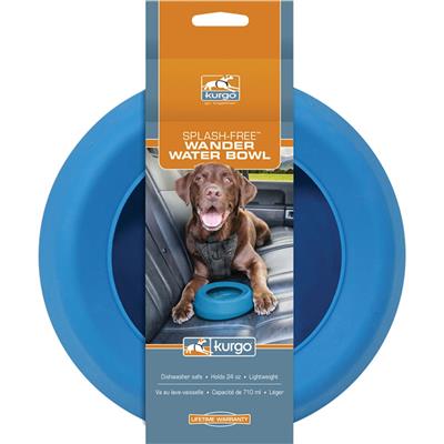 Kurgo Dog Wander Splash Free Water Bowl Blue