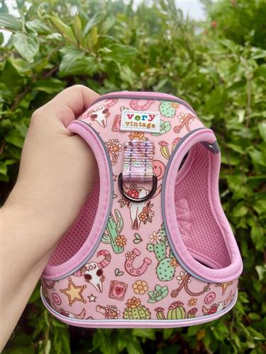 Western Pink Dog Harness | Small Dog Harness | Cat Harness | Step-In No-Pull Harness | Lightweight Eco-Friendly Dog Vest | Desert Darling