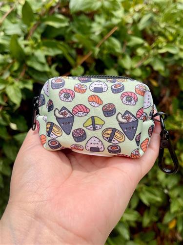 Sushi Dog Poop Bag Holder | Waste Bag Dispenser | Food Print Dog Accessory | Recycled Neoprene | Soy Cute