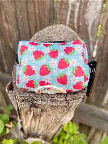 Strawberry Dog Poop Bag Holder | Berry Print Waste Bag Dispenser | Floral Print | Recycled Neoprene | Summer Dog Accessory | Berry Bestie