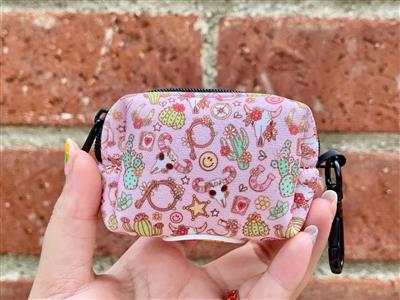 Western Dog Poop Bag Holder | Pink Cactus Waste Bag Dispenser | Recycled Neoprene | Cowgirl Dog Accessory | Desert Darling