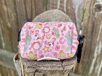 Western Dog Poop Bag Holder | Pink Cactus Waste Bag Dispenser | Recycled Neoprene | Cowgirl Dog Accessory | Desert Darling