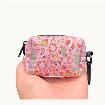 Western Dog Poop Bag Holder | Pink Cactus Waste Bag Dispenser | Recycled Neoprene | Cowgirl Dog Accessory | Desert Darling