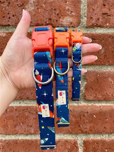 Astropup – Space Rocket Dog Collar | Handmade Organic Cotton Collar | Adjustable Dog Collar | Handmade Organic Cotton Collars & Leashes