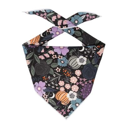 Halloween Bandana | Halloween Dog Bandana | Flowers, Pumpkins, Web