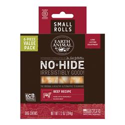EARTH ANIMAL DOG NO-HIDE BEEF ROLLS SMALL VALUE 6 PACK