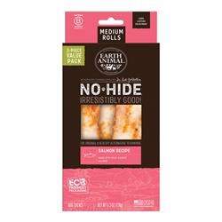 EARTH ANIMAL DOG NO-HIDE SALMON ROLLS MEDIUM VALUE 3 PACK